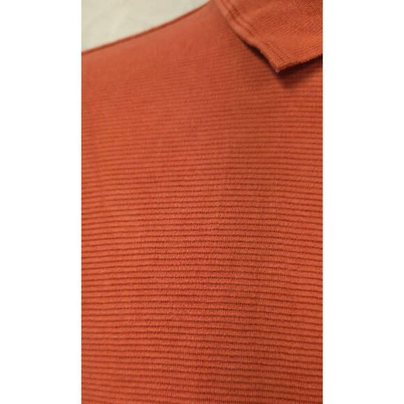 Caribbean Mens Large Rust Textured Silk Blend Stretch Golf Preppy Polo Shirt - Picture 4 of 11